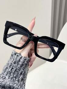 1副/2副女士时尚平光塑料眼镜，方形镜框，休闲风格，纯色，适合日常佩戴、搭配服装、徒步旅行、商务出行、节日庆典、派对、街拍等场合，适合所有脸型，高品质眼镜，精美礼品，时尚配饰 - 無色 - 查看 5