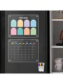 1pc 3D Magnetic Acrylic Dry Erase Board (Comes With 6 Whiteboard Markers) Weekly Planner Calendar Message Writing Board, Erasable Magnetic Refrigerator Sticker, Home Message Notes Display Board Best Gifts Birthday Graduation. - Nhiều màu - Xem 12