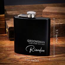Personalized Men's Flasks, Custom Flask, Black Portable Flasks, Best Man Flasks, Wedding Party Favors, 1pc , Ideal Gift For Him, Boyfriend, Dad, Friends, Anniversaries, Valentine's Day, Father's Day Gift, Graduation, Unique Gift, Groomsmen Proposal - Black - View 4