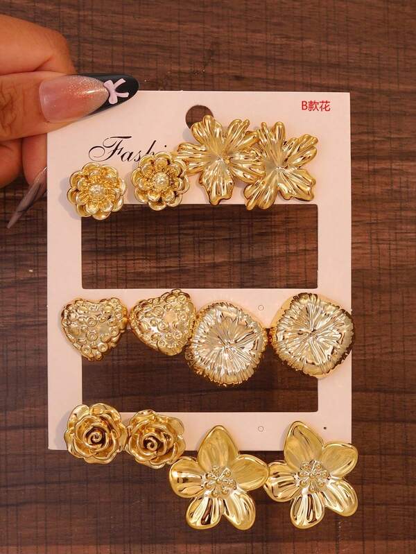 Conjunto de pendientes de racimo floral de estilo vintage, combinación de joyas de flores versátiles