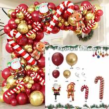 125pcs Christmas-Themed Balloon Garland Arch Set ,Includes Gingerbread Man, Santa Claus, And Candy Cane Foil Balloons, As Well As Retro Red And Gold Latex Balloons. Perfect For Christmas, Christmas Eve Parties, New Year's Parties, Baby Showers, Birthday Parties, Family Gatherings, And Christmas Decorations. - Multicolor - View 9