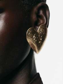 2 pezzi Orecchini vintage a forma di cuore con bordi asimmetrici sferici, accessorio essenziale per casual, pendolarismo, appuntamenti, adatto per donne, uso quotidiano, vacanze, feste, regalo