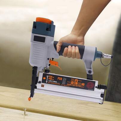 3-IN-1 Air Nailer Nail Gun Stapler Pneumatic Frame Floor Furniture, 3-In-1 Carpenter Pneumatic Nail Gun 18Ga/16Ga Woodworking Air Stapler