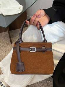 Dedoo Women's Bag, Crossbody Bag, Large-Capacity Retro-Style Suede Color-Block Tote, Casual And Versatile Buckle Design Shoulder Bag, A Must-Have For Women In Autumn And Winter, Suitable For Various Occasions Such As Going Out, Traveling, Shopping, Commuting, Gift-Giving, Parties, And More.