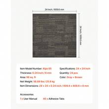 Piastrelle per moquette 609,6 x 609,6 x 6 mm, confezione da 24, moquette modulare con una superficie di 9 m², pavimentazione in moquette, facile sostituzione fai da te per soggiorno e ufficio, grigio e marrone - Marrone cenere - Visualizzare 7