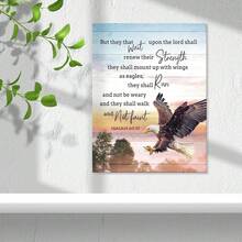 1 Stück inspirierender christlicher Wanddekor, "Aber die auf den Herrn harren, kriegen neue Kraft" Bibelverse Leinwand Poster Wandkunst, Schriftzug Heim Büro Schlafzimmer Dekoration ohne Rahmen 50x70cm/19.68x27.55inch