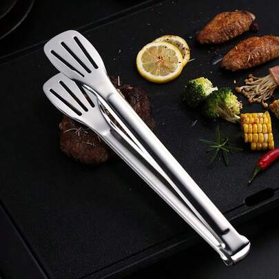 Serving Tongs, Buffet Tongs, Stainless Steel Food Tongs, Kitchen Tongs, Stainless Steel Clips, Cooking Barbecue Food Tongs, Kitchen Clips, Sturdy High Temperature Resistant Tongs (9 Inches)