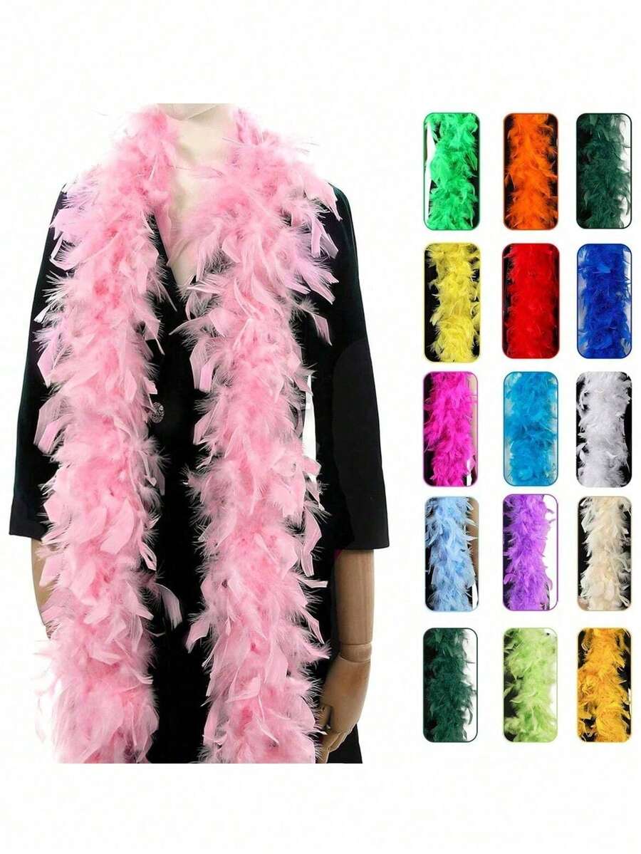 Bufanda de piel sintética colorida de 2 metros, adecuada para mujeres, se puede usar para baile, boda, fiesta, Halloween, decoración de escenario, accesorios de ropa, decoración de bufanda, regalo ideal para fiesta de cumpleaños, Halloween, día de carreras, fiesta del té, Nochevieja, concierto y decoración del hogar, boda de baile, actuación en el escenario, disfraz y accesorios de carnaval, artículos de fiesta - Multicolor - Ver 1