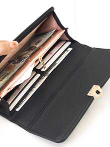 Nouveau portefeuille long en PU doux pour femmes, sac à main pliable mode casual grande capacité multifonction, porte-cartes, étui pour pièce d'identité, pratique à transporter, adapté comme cadeau de vacances pour femmes. Portefeuille, porte-monnaie, porte-cartes