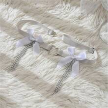 Gothic Tassel Leg Chain Bow Tie Thigh Leg Chain Women Festival Wraps Garter Elastic Thigh Body Chain Women - 白色 - 查看 7