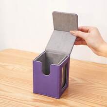 [Card Storage Box] Premium PU Multi-Color Stackable Card Storage Box With Leader Display Window For MTG, PTCG & TCG Board Games - 120 Cards Capacity - Purple - View 2