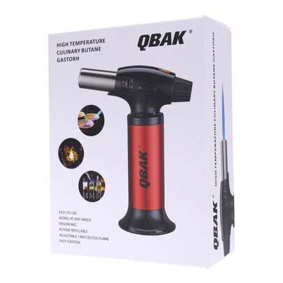 QBAK Soplete De Cocina Profesional Antorcha Butano Encendedor, Mini Culinario Soplete con Cerradura de  & Llama Ajustable para barbacoa Brulée Crema Cámping (Gas Incluido)  ✅ Entrega de 1-3 días