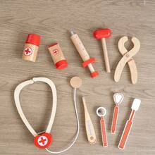 Zestaw do zabawy z lekarzem dla dzieci, drewniany zestaw do odgrywania ról lekarza ze stetoskopem, zabawki edukacyjne do odgrywania ról pielęgniarki dla dziewczynek - Sekwoja - Zobacz 9
