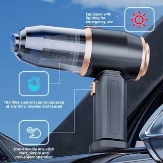 1pc Portable Home & Car Vacuum Cleaner, 3500Pa Suction, 2000mAh Battery Life, USB Rechargeable Car Dust Cleaner, Handheld High Power Wireless Vacuum Cleaner For Home And Car Use