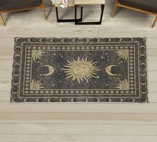 Retro Mid Century Abstract Pattern Rug On Ivory Background, Dark Orange And Reseda Green, 4' X 5' 5", Ideal For Bedroom, Dorm And Living Room - Charcoal Grey Sand Brown - View 6