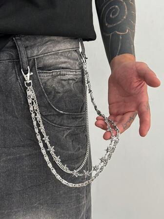 1 st. modern punkstjärne-midjekedja, flerskiktad geometrisk metallkedja, för byxdekoration, lämplig för vardag, musikfestivaler, fester, högtidsgåvor