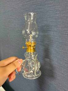 1 pieza Lámpara de aceite de vidrio vintage - Luz decorativa de ambiente, adecuada para el hogar, exterior, interior, también se puede usar como iluminación de emergencia y lámpara a prueba de viento (líquido no incluido), decoración del hogar, decoración de la habitación, decoración navideña, San Valentín, decoración de Pascua, regalo de Año Nuevo