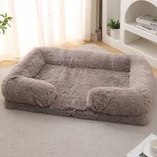 1pc LANGXINGCS Winter Warm Pet Bed, With Sofa Backrest Long Plush Square Dog Bed, With Egg Sponge Soft Warm Cat Sofa, Suitable For Small, Medium And Large Cats And Dogs - Multicolor - View 25