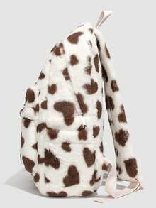 Grand sac à dos en peluche pour étudiants, sac à dos scolaire à imprimé vache mignon en patchwork de couleurs contrastées, convient pour les voyages, les achats, les sorties, les cadeaux pour femmes, adapté aux adolescentes, aux étudiantes, aux débutants et aux cadres. Convient pour le bureau, l'académie, le travail, les affaires, les déplacements, les activités extérieures, les voyages, les sorties.