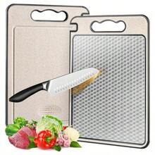 1块双面抗菌砧板，304不锈钢+PP麦秆双层材质+水钻纹理防滑，抗菌防霉，适用于家庭厨房切割蔬菜、肉类、水果和农产品。