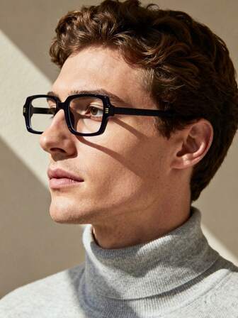 1 Paar Herren Retro Schwarzer Rahmen Doppelsteg Modebrillen, stilvolle Alltagsbrille für Pullover, Mäntel, Neujahrreisen, Lässig, Ganzjährig