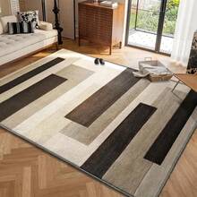 1pc Fluffy Modern Area Rug, Suitable For Living Room, Bedroom, Dining Room, Office, Washable Carpet, Machine Washable Rug, Abstract Pattern Washable Area Rug, Non-Slip Backing, Brown - Multicolor - View 6