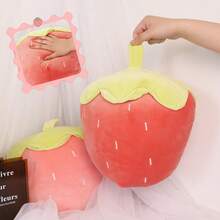 1pc Soft Plush Strawberry Decorative Throw Pillow, Pink/Red, Cute & Comfortable, Christmas Party Decor, Holiday Gift, Home Decor