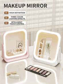 OBOVAY LED Makeup Mirror ,Vanity Mirror Lights, 3 Light Modes Lighted Makeup Mirror, Touch Control, Portable Stand And Rotatable Compact Mirror ,Lighted Travel Makeup Mirror, Vanity Cosmetic Mirror With Lights, Rechargeable Battery, Portable LED Makeup Mirror For Home, School Supplies,Women Gift,Christmas Gifts,600mAh