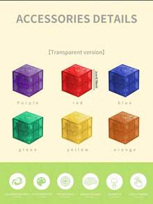 Juego de bloques de construcción magnéticos - Cubos sensoriales STEM, adecuados para niños, mis bloques de rompecabezas magnéticos, juguetes de regalo de cumpleaños de Halloween y Navidad (estilos de patrones de colores aleatorios) Juguetes de bloques de construcción magnéticos para preescolar, juguetes de bloques de construcción translúcidos, adecuados para niños y niñas de 3 a 6 años, juguetes sensoriales Montessori STEM magnéticos para preescolar