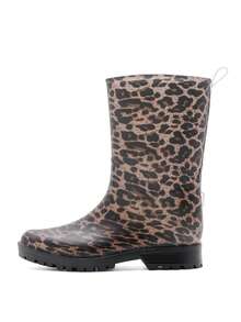 1双女士中筒雨靴，时尚骑行款防水套鞋，轻便户外花园橡胶靴 - 彩色 - 查看 11