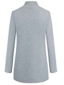 Abrigo cómodo de largo medio y color liso para mujer Diseño informal y estilizado, gabardina de otoño/invierno, abrigo de color liso para mujer, corte regular - Gris Claro - Ver 3