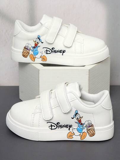 Disney 1 Pair Girls' Breathable Comfortable Hook And Loop Casual Sneakers, Suitable For Back To School, Students, Spring/Autumn