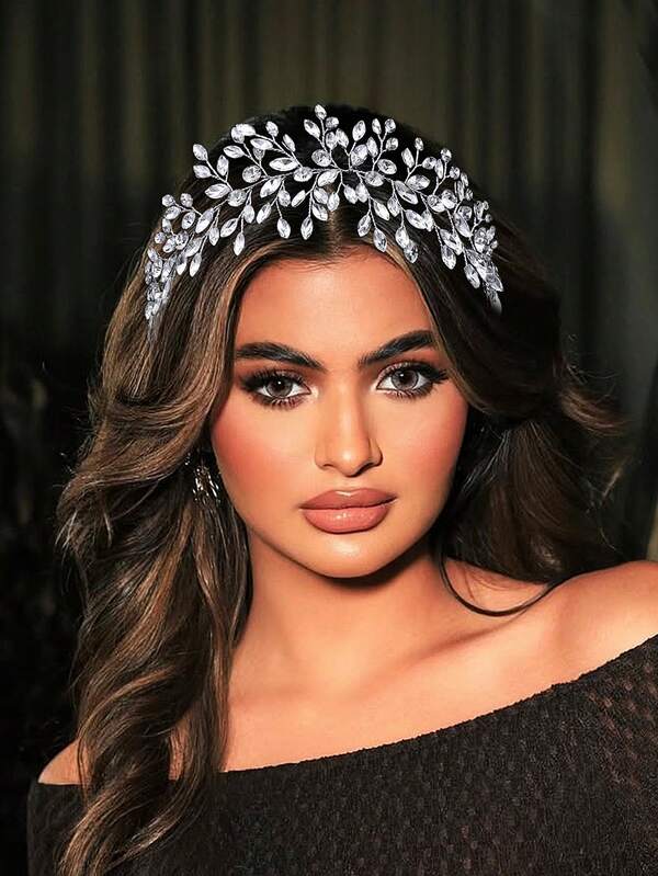 1pc Luxury Minimalist Crystal Rhinestone Long Hair Band Headpiece, Elegant Bridal Accessory, Suitable For Wedding Hairstyles, Christmas, Thanksgiving Women Bandanas Soft Headwrap