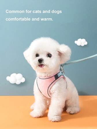 Conjunto de 1 Coleira Peitoral para Animais de Estimação, Coleira Peitoral Estilo Colete Fofa para Gatos, Anti-Fuga, Fivela de Refletiva, Adequada para Passeios com Gatinhos