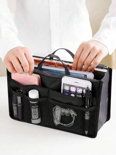 New Multi-Function Double-Layer Zipper Storage Bag, Convenient For Travel, Large Capacity Compartment Organizer Bag, Portable Tote Cosmetic Bag, Double Zipper Thickened Toiletry Bag, Multi-Function Cable Organizer Bag, Classified Compartment Storage Bag