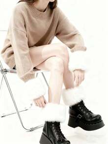 1 Pair Fashionable, Elegant And Soft Faux Fur Arm Warmers, Warm And Cozy For Outdoor, Casual, Vintage, Party, Boho, Polyester, Suitable For Autumn/Winter - A - View 22