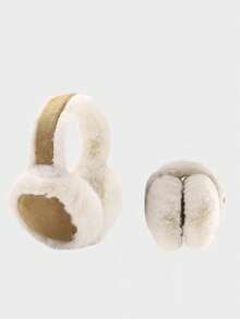 1 pieza Orejera de invierno para mujer, orejeras térmicas forradas para exteriores, tela de unicolor y linda