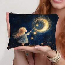 Sun & Moon Pattern Cosmetic Bag - Durable And Spacious, Unisex Travel Organizer For Makeup & Toiletries Lightweight & Portable Travel Bag For Makeup, Toiletries, Phone & Pencils - Stylish & Multi-Purpose, Perfect Party Gift Makeup Bag Make Up Bag Makeup Pouch Toiletry Bag Wash Bag Travel Essential Cruise Essentials Vacation Essentials For Men Women