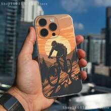 Mountain Bike Bicycle Phone Case Covercompatible with  17,16,15,14,13,12,11 Pro,Max,Plus,X,XS,XR,SE4,E Mini Transparent Soft Cover,Covercompatible with  17 Hülle, 17 pro Hülle, 17 promax Hülle