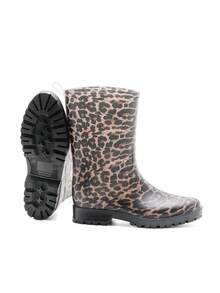 1双女士中筒雨靴，时尚骑行款防水套鞋，轻便户外花园橡胶靴 - 彩色 - 查看 10