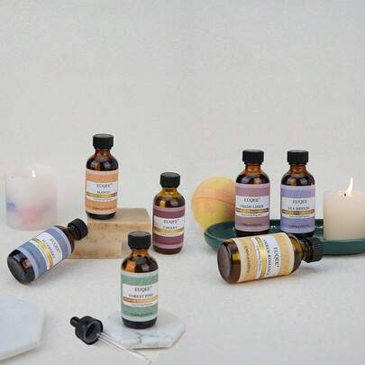  EUQEE 60ml Fragrance Essential Oils (2.02 Fl Oz), Suitable For Aromatherapy Diffuser, Humidifier, Massage, Candle Making, Includes Scents Of White Musk, Coconut Vanilla, Sea Breeze, Lavender, Lily Of The Valley, Bubble Gum, Coffee, Chocolate, Rum Raisin, Cinnamon Sugar Cookie, Coconut Cream, Sweet Tobacco, Harvest Spice, Lime, Coconut, Lemon, Pineapple, Cranberry, Fresh Linen, Baby Powder, Etc.