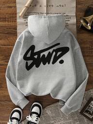 New Women Casual Hoodie Sweatshirt, Stylish American Graphic Print, Versatile Daily Wear, Thermal Lined, Suitable For Autumn/Winter