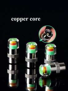 4 Pcs Car Monitoring Valve Cap Tires Pressure Indicator Tire Gauge Indicators Alert Sensor External Detection, Tire Pressure Warning Caps, Tire Pressure Monitoring Caps, Suitable For Bicycles And Automobiles For Tire Pressure Monitoring, Motorcycle Car Tire Pressure Monitor Valve Cap Sensor Indicator Eye Alert Auto Tire Pressure Inspection Tool Tire Valve - 彩色 - 查看 2