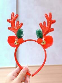 1pc Christmas Headband With Deer Antlers, Mushroom, Bells, Holiday Decoration Gift - Multicolor - View 7