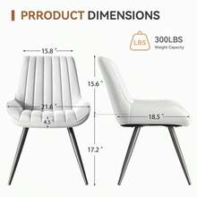 A Set Of 4 Dining Chairs, Mid-Century Modern Kitchen Chairs, Armless Chairs With Backrests And Metal Legs, Quick Assembly, Suitable For Kitchens, Dining Rooms, Living Rooms, Home Goods Life Gift Pack - White - View 5