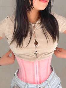 1pc Waist Trainer Belt With Zipper Girdle High Compression Body Shaper Waistband For Women Underbust Corset Latex Waist Cincher - 彩色 - 查看 8
