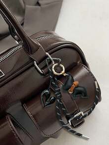 French Bulldog Heart Style Braided Rope Bag Pendant, PU Leather French Bulldog, Split Love Pendant Decoration, High Grade Contrast Color Bag Decoration, Pendant, Accessories, Car Pendant, Daily Necessities, Perfect Holiday Gift, Birthday Gift, For Lovers, Family, Friends, Best Friends, Heart To Heart, Colleagues, Great Holiday Or Women's Gift