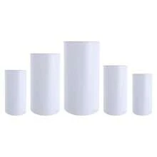 5pc Cylinder Pedestal Stands For Party, White Round Large Cylinder Tables, Pedestal Display Plinth Pillars For Wedding, Ceremony, Birthday Party, Art Decor - White - View 9