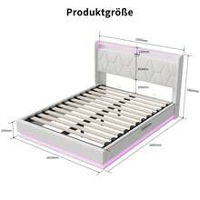 Caluself Stauraumbett 140 x 200 cm mit Lattenrost, gepolstert, Doppelbett für Erwachsene, Stauraumbett 140 x 190 cm mit Lattenrost, ohne Matratze