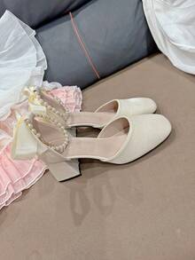 Décolleté con punta quadrata e tacco medio, comodi e versatili per adolescenti, adatti per tutte le stagioni, per uso quotidiano e per andare al lavoro - Albicocca - Visualizzare 8